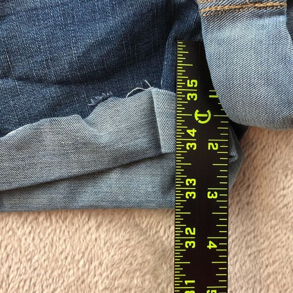 Aeropostale  Womens Jean Shorts Size 0 High Rise Midi Blue Denim Cuffed Casual - Picture 7 of 11